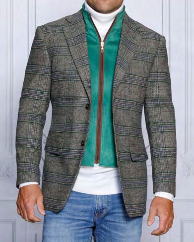 INSOMNIA MZW-535 Tailored fit Kelley Green Wool Blend Blazer
