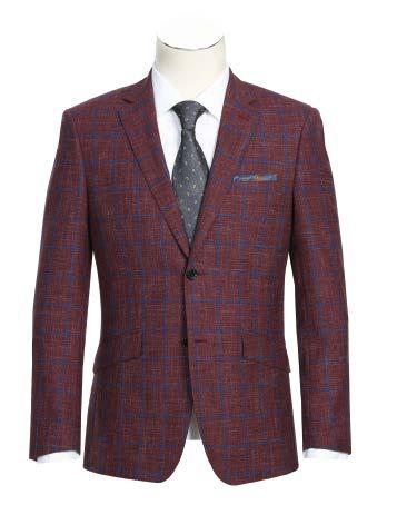 Alessandro Vitello by Renoir Slim Fit Sport Coat 563-2 paired with a white shirt and gray patterned tie on a mannequin, highlighting its classic notch lapel.