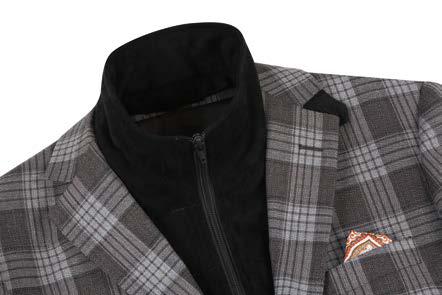 The ALESSANDRO VITELLO Slim Fit Sport Coat 565-8 by Alessandro Vitello is a gray plaid blazer made from a refined blend of wool and polyester, showcasing a two-button closure, a chest pocket with an included handkerchief, front pockets, and a 2B side-vented design for enhanced comfort and style.