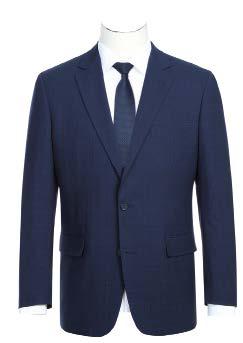 The Alessandro Vitello by Renoir 2-Piece Classic Fit Suit 293-26, featuring a navy-blue jacket with notch lapels and side vents, is elegantly displayed on a mannequin paired with a matching tie and white dress shirt.