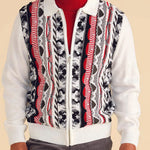 Inserch 3D Intarsia Full Zip Sweater SW907-02 White