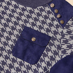 Inserch Houndstooth Crew Neck Sweater SW002-11 Navy Blue