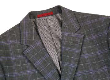 An Alessandro Vitello by Renoir 2-Piece Classic Fit Suit in gray plaid, showcasing a side-vented design with two buttons, front pockets, and a classic notch lapel, is displayed against a white background.