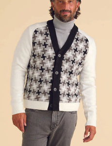 Inserch Houndstooth Pattern Cardigan SW906-41 Black/White