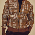 Inserch Geometric Full Zip Baseball Knit Jacket SW609-27 Aztec