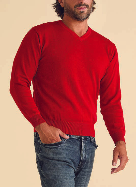 Inserch Cotton Blend V-Neck Sweater 4608-30 Red