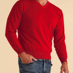 Inserch Cotton Blend V-Neck Sweater 4608-30 Red