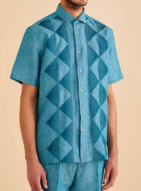 Inserch SS Linen Embroidered Shirt SS126-00172 Caspian