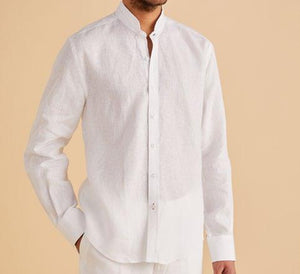 Inserch LS Linen Banded Collar Shirt LS716-00002 White