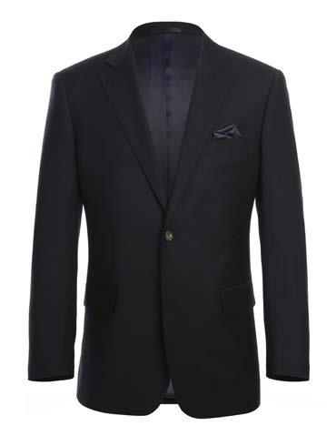 Introducing the Alessandro Vitello by Renoir Classic Fit Wool Blazer 561-7, a sophisticated black blazer. This elegant piece features a notch lapel, side vents, and a single button closure, complete with a pocket square in the chest pocket. Crafted from 100% wool by the renowned brand Renoir for a refined finish.