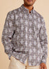 Inserch Premium Cotton Mediterranean Print Long Sleeve Shirt LS017-11 Navy