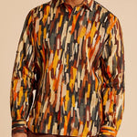 Inserch Premium Linen Brushstroke Print Long Sleeve Shirt LS2912-121 Earth