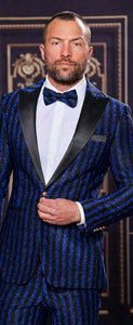 INSOMNIA HEATHER Slim fit Royal Fancy Stripe Glitter Suit