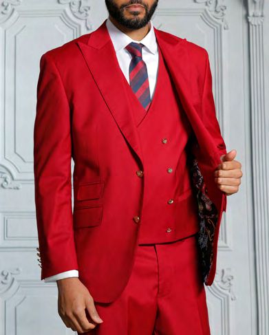 INSOMNIA GUCCLY 3PC Tailored fit Ruby Red Suit