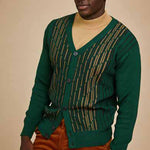 Inserch Intarsia Panel Cardigan SW904-200 Emerald