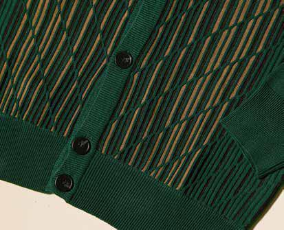 Inserch Intarsia Panel Cardigan SW904-200 Emerald