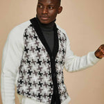 Inserch Houndstooth Pattern Cardigan SW906-41 Black/White