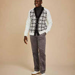 Inserch Houndstooth Pattern Cardigan SW906-41 Black/White