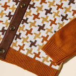 Inserch Houndstooth Pattern Cardigan SW906-05 Caramel