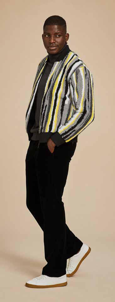 Varsity-Striped Baseball Jacket