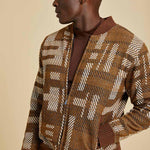 Inserch Geometric Full Zip Baseball Knit Jacket SW609-27 Aztec