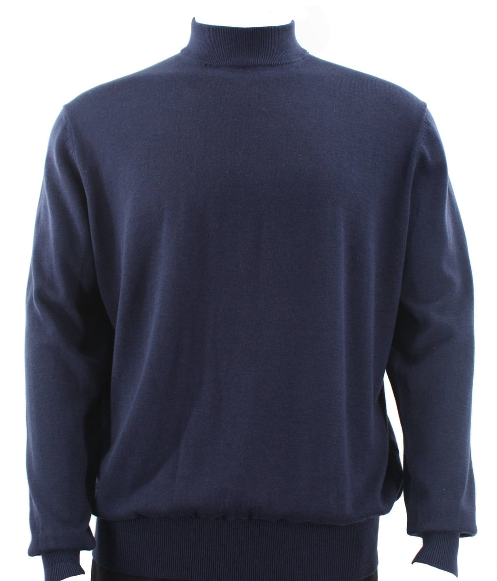 Bassiri L/S Mock-Neck Navy Sweater 630