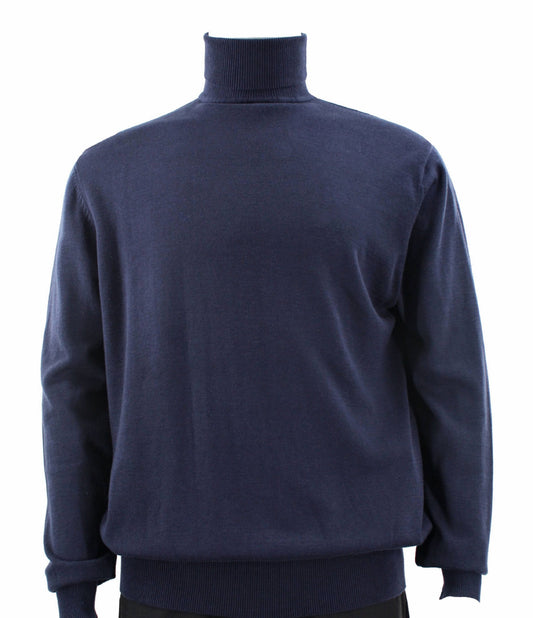 The Bassiri L/S Turtleneck Navy Sweater 631, made by Bassiri in sumptuous cotton, is showcased against a plain white background.