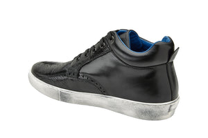 Lando in Black / Grey Genuine Ostrich Leg & Italian Calf Sneakers