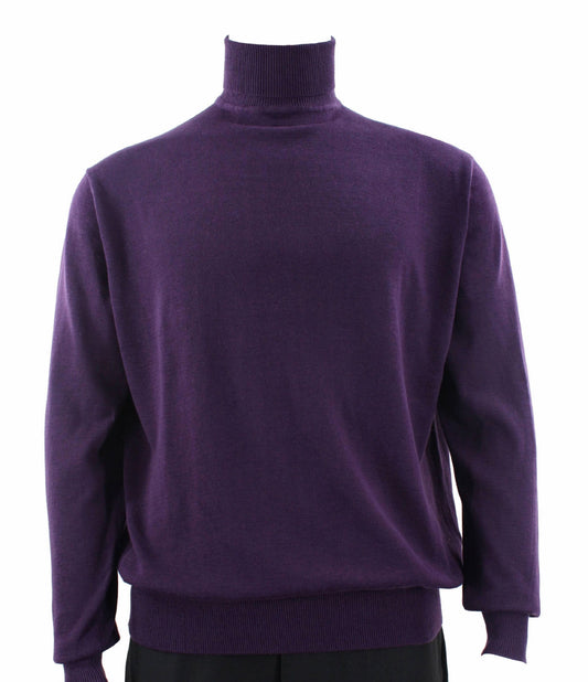 The Bassiri L/S Turtleneck Purple Sweater 631, made from soft Tencel, is showcased on a mannequin against a plain background.