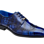 BELVEDERE SANTO Genuine American Alligator Wingtip Dress Shoe - Ant. Blue R70