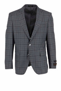 Tiglio Luxe Gray with Windowpane Dolcetto Modern Fit, Pure Wool Jacket TL3326