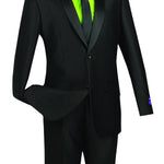 Vinci Slim Fit Shiny Sharkskin 2 Piece Suit (Black) S2PS-1