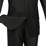 Vinci Slim Fit Shiny Sharkskin 2 Piece Suit (Black) S2PS-1