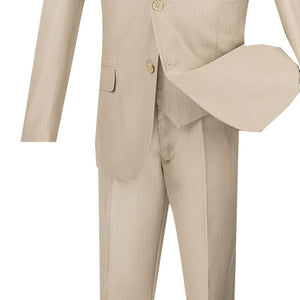 Vinci Slim Fit Textured Suit 3 Piece 2 Buttons (Beige) SV2R-3