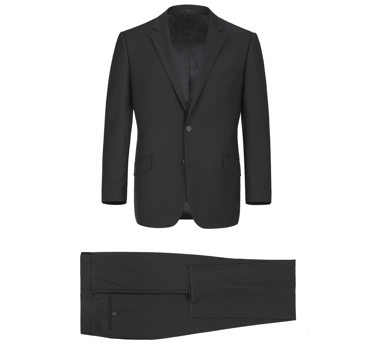 RENOIR Black 2-Piece Slim Fit Single Breasted Notch Lapel Suit 201-1