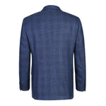 RENOIR Navy Classic Fit Single Breasted Two Button Big-Plaid Blazer 294-5