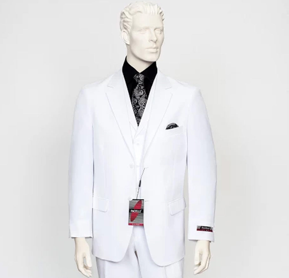 Pacelli 3pc White Suit CAMERON-10015