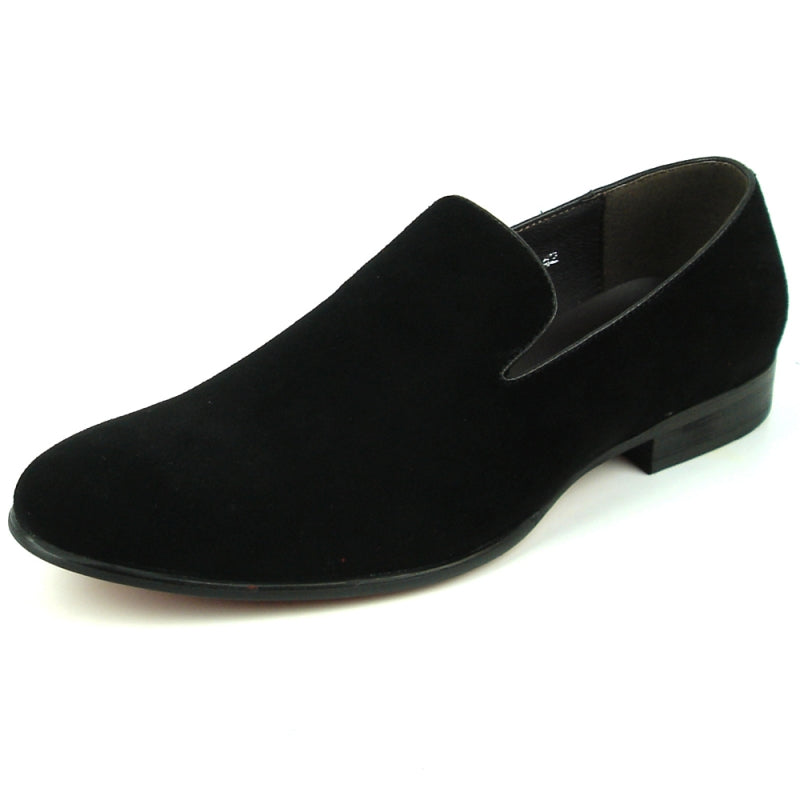 The FI-7216 Black Suede Fiesso by Aurelio Garcia, a slip-on loafer from Fiesso, combines style and comfort with its sleek design, featuring a black suede upper, low heel, and rounded toe.