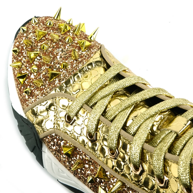 FI-2405 Gold Spikes High Top Encore by Fiesso – Unique Menswear