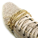 FI-2410 White Gold Chain High Top Sneaker Encore by Fiesso