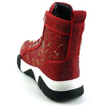 FI-2412 Red Suede Rhinestones Spikes Encore by Fiesso