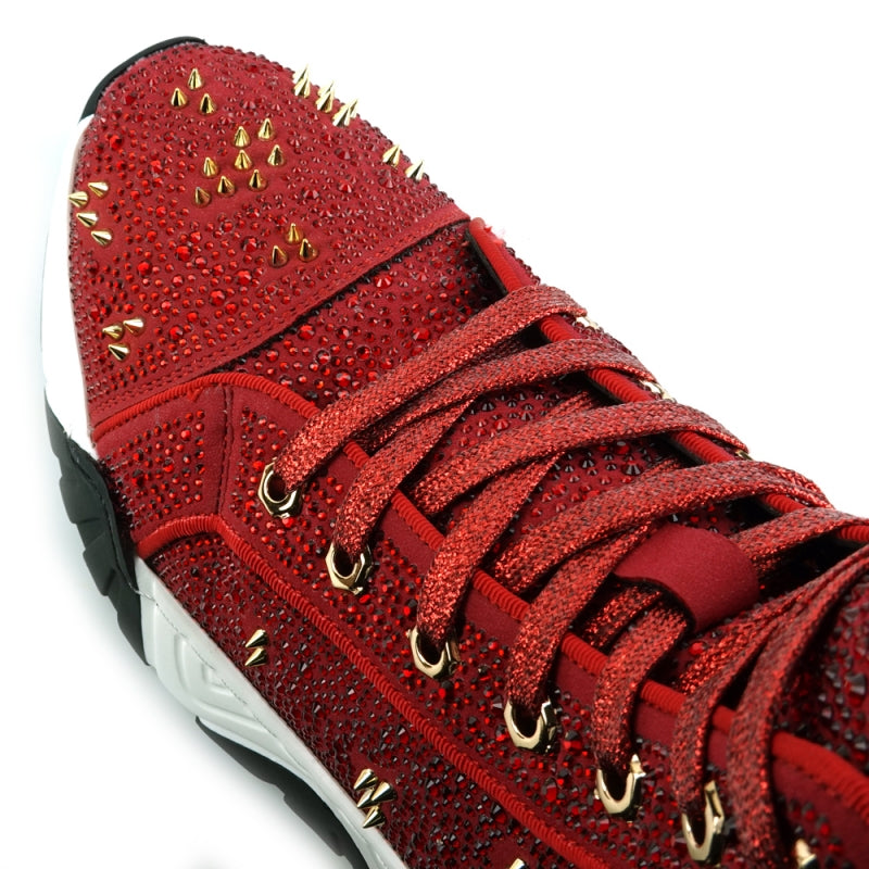 FI-2412 Red Suede Rhinestones Spikes Encore by Fiesso