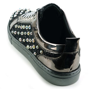 FI-2413 Black Glitter Spike Low Cut Sneaker Encore by Fiesso