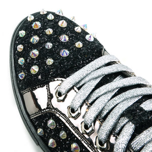 FI-2413 Black Glitter Spike Low Cut Sneaker Encore by Fiesso