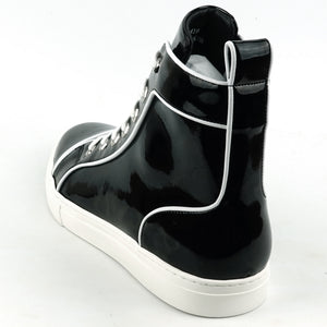 FI-2416 Black Patent Leather High Top Sneaker