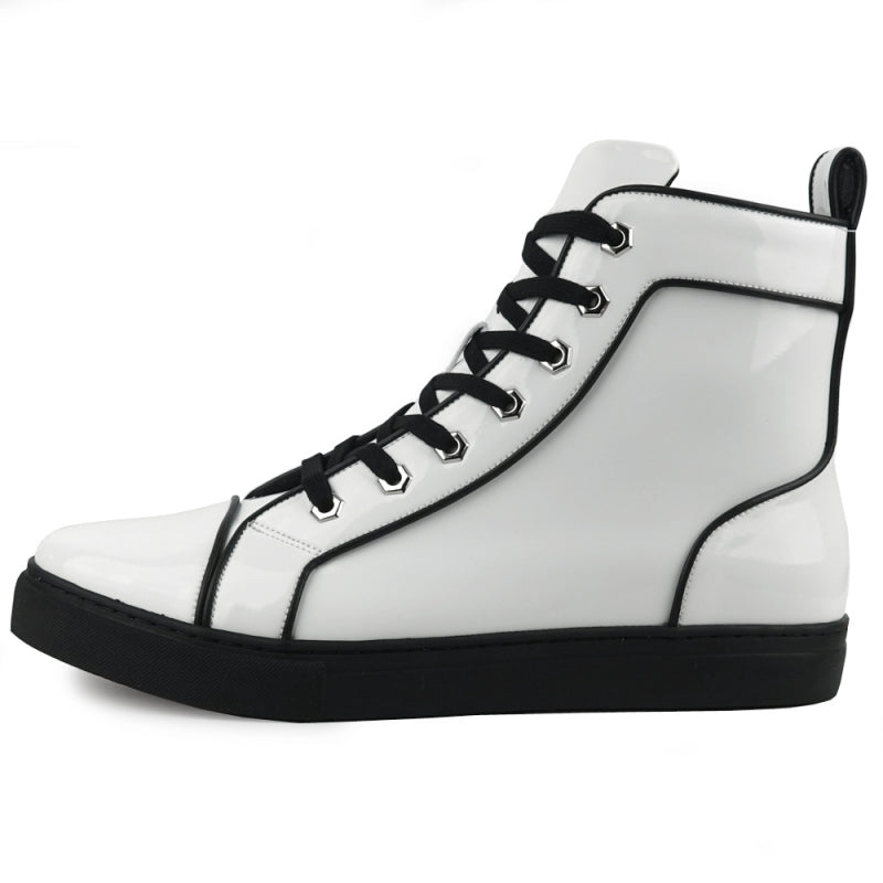 FI-2402 White Rhinestones High Top Sneakers