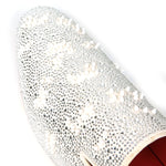 FI-7516 White Suede Rhinestones Spikes Slip on Loafer Fiesso by Aurelio Garcia
