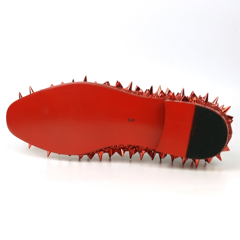 FI-7517 Red Glitter Red Spikes Slip on Loafer Fiesso by Aurelio Garcia