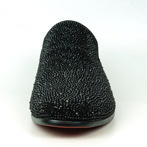 FI-7525 Black Suede Black Rhinestones Slip on Loafer Fiesso by Aurelio Garcia