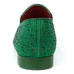FI-7525 Green Suede Green Rhinestones Slip on Loafer Fiesso by Aurelio Garcia